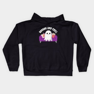 Funny Ghost Horror and Chill Eating and Watching TV Kids Hoodie